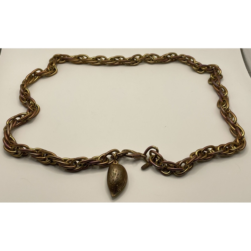 Vintage 80's Heavy 2 Toned Brass Twisted Chain Link Belt Women's Size Medium 36"